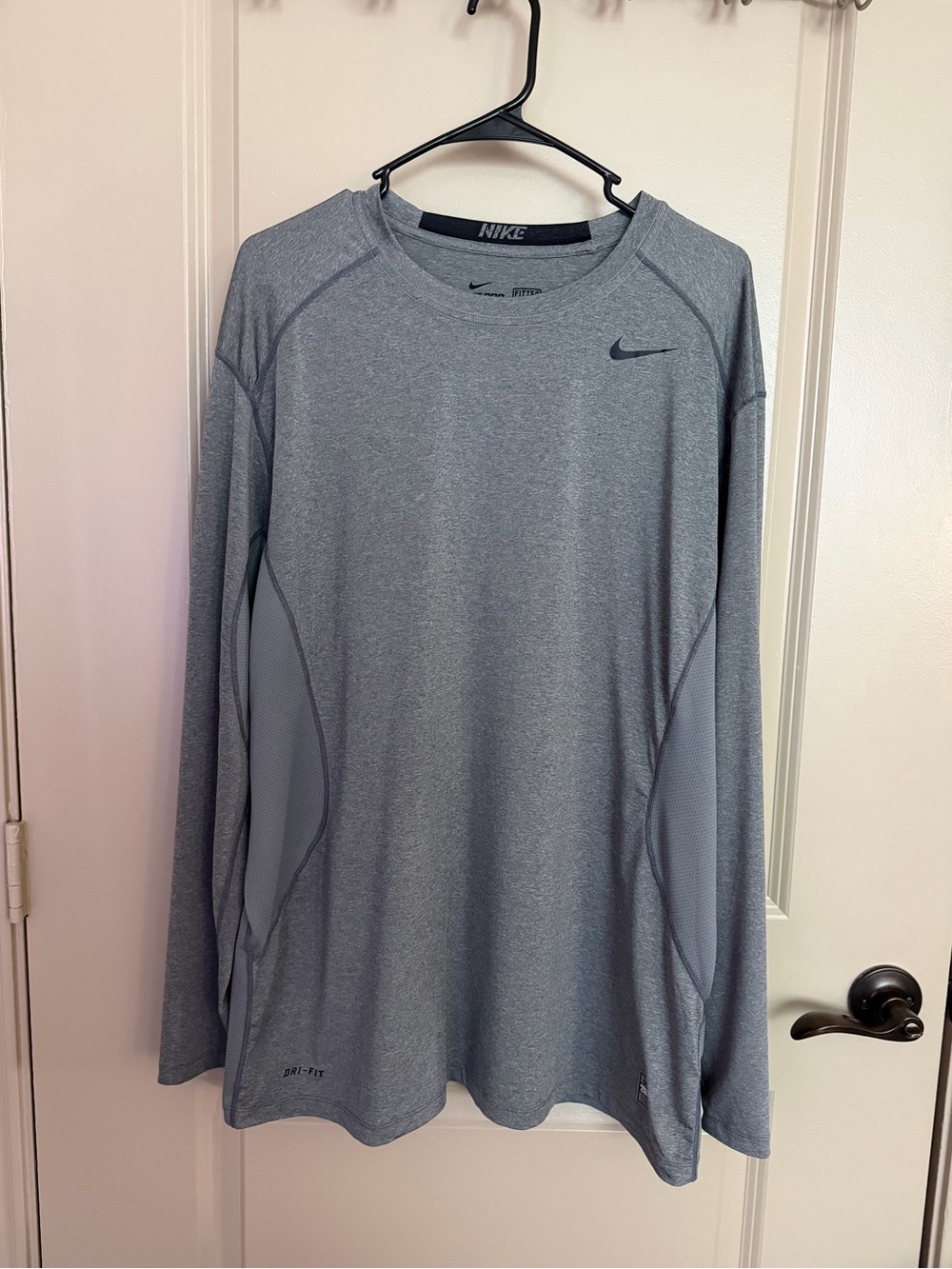 Nike Pro Combat Fitted Dri-FIT Long Sleeve Shirt Gray XXL